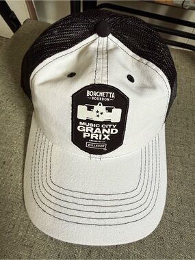 Borchetta Bourbon Music City Grand Prix White & Black Trucker Hat